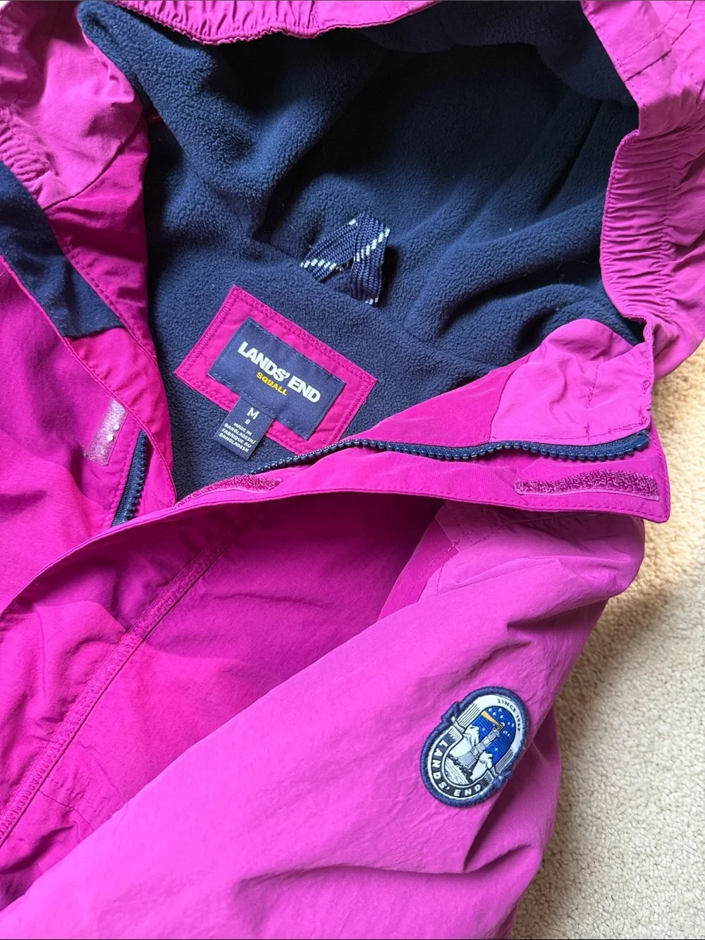 Lands' End Girls' Bright Magenta Hooded Puffer Jacket